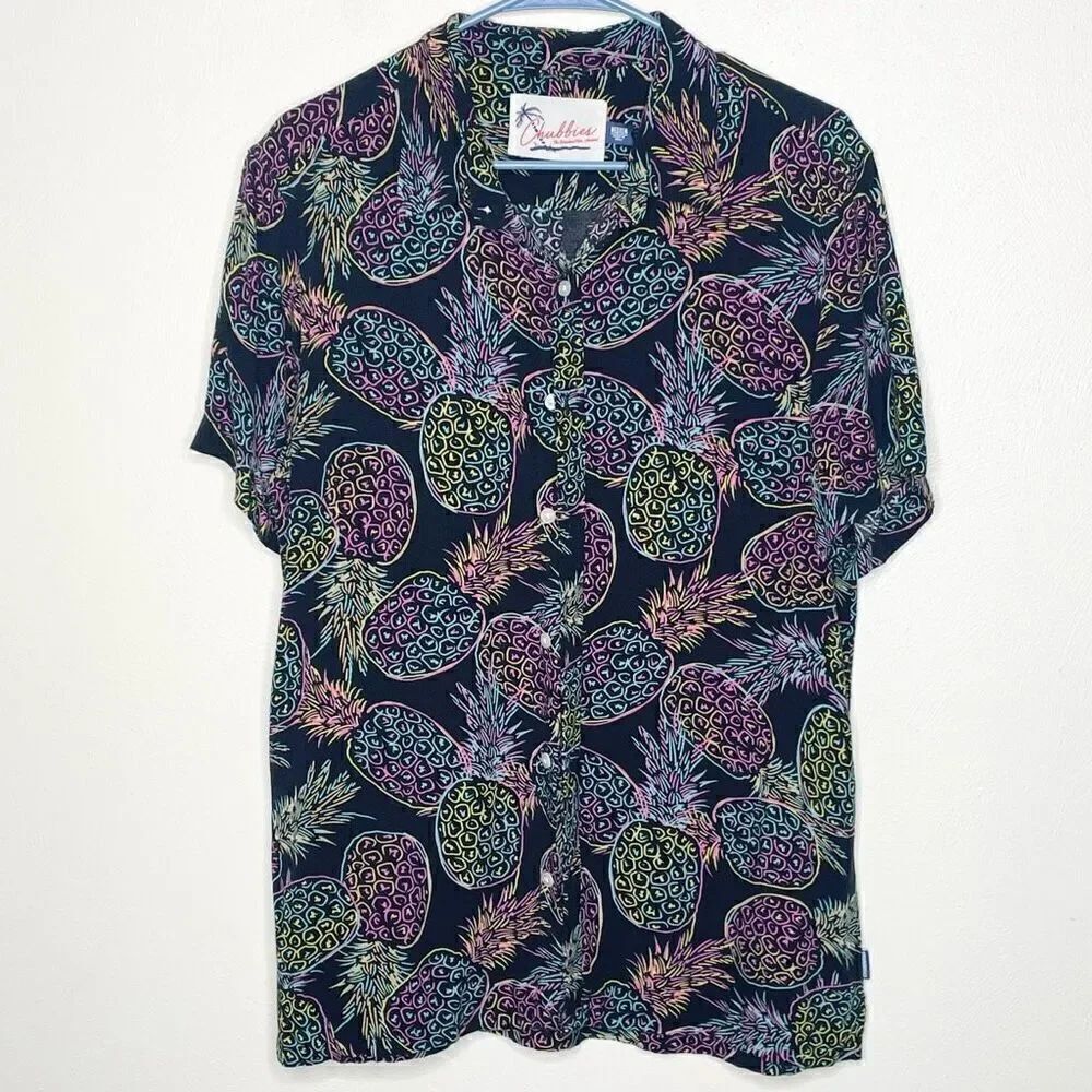 Chubbies Friday Shirt neon pineapple button-up - size medium